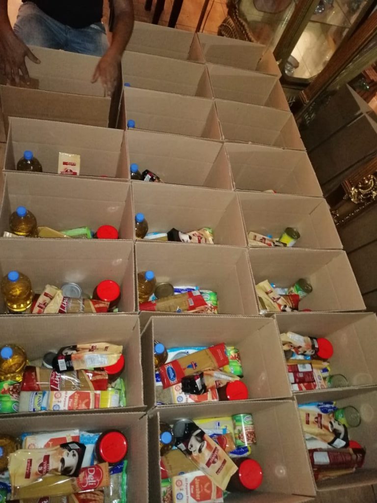 Food boxes packed for families