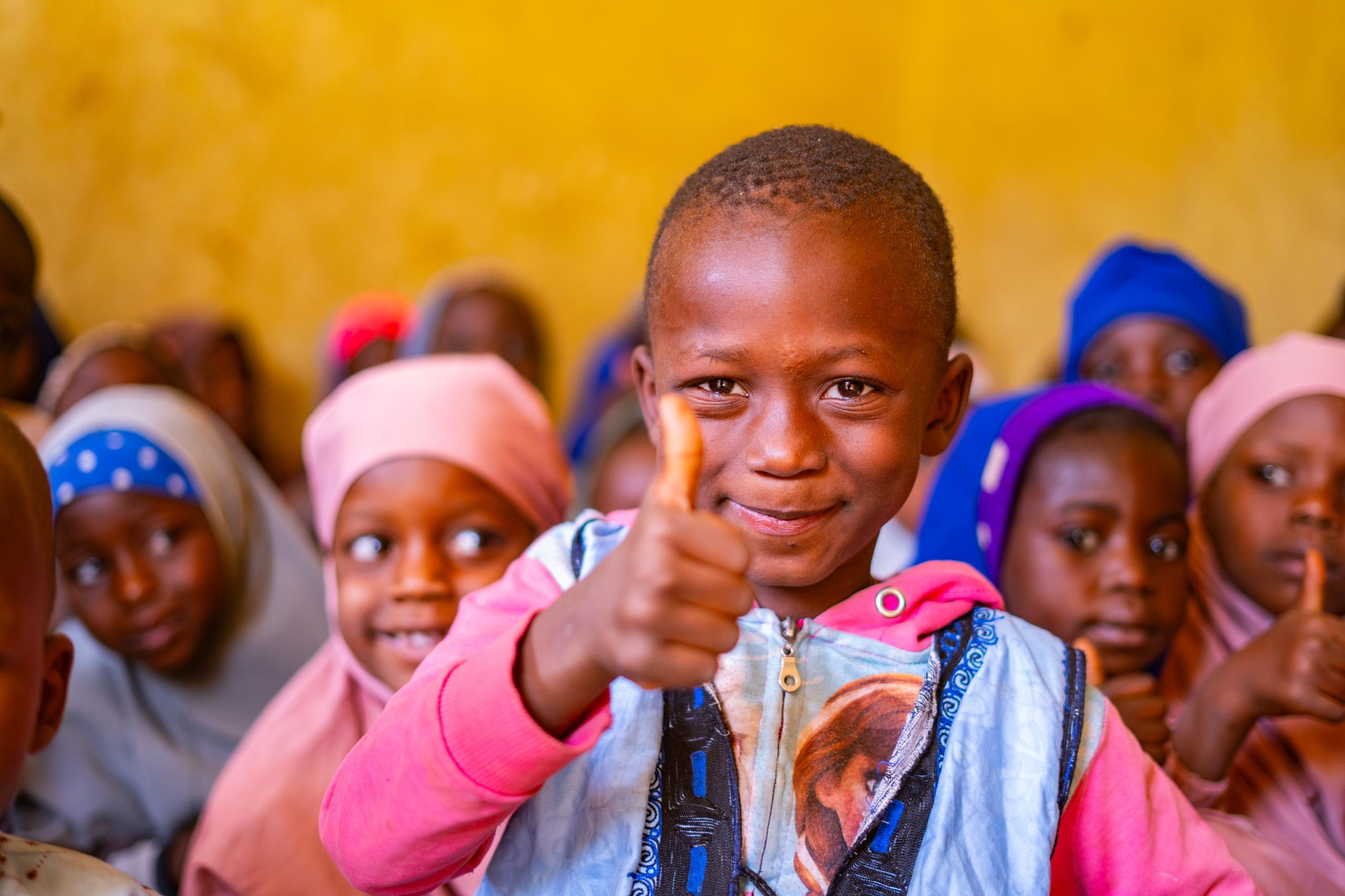 Happy students in a WDBF-built school in Nigeria